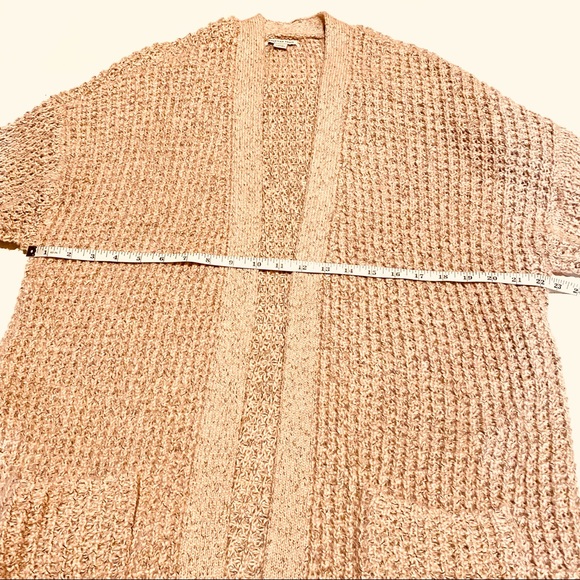 AEO Chunky Knit Long Duster Open Front Dusty Rose Pink Sweater Women's L Large - Picture 6 of 8